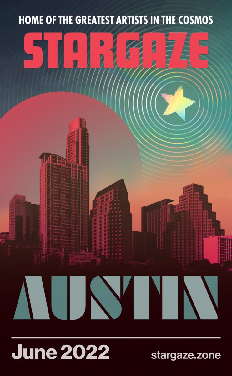 Stargaze events in Austin this week:

6/9 - OsmoCon w/ <a href="/osmosiszone/">Osmosis Zone</a>
osmocon.com

6/10 - Stargaze NFT Gallery @ Keep Austin Web3 w/ @atxdao 
atxdao.com/rsvp

Come grab your POAP by <a href="/badkidsart/">Bad Kids</a>