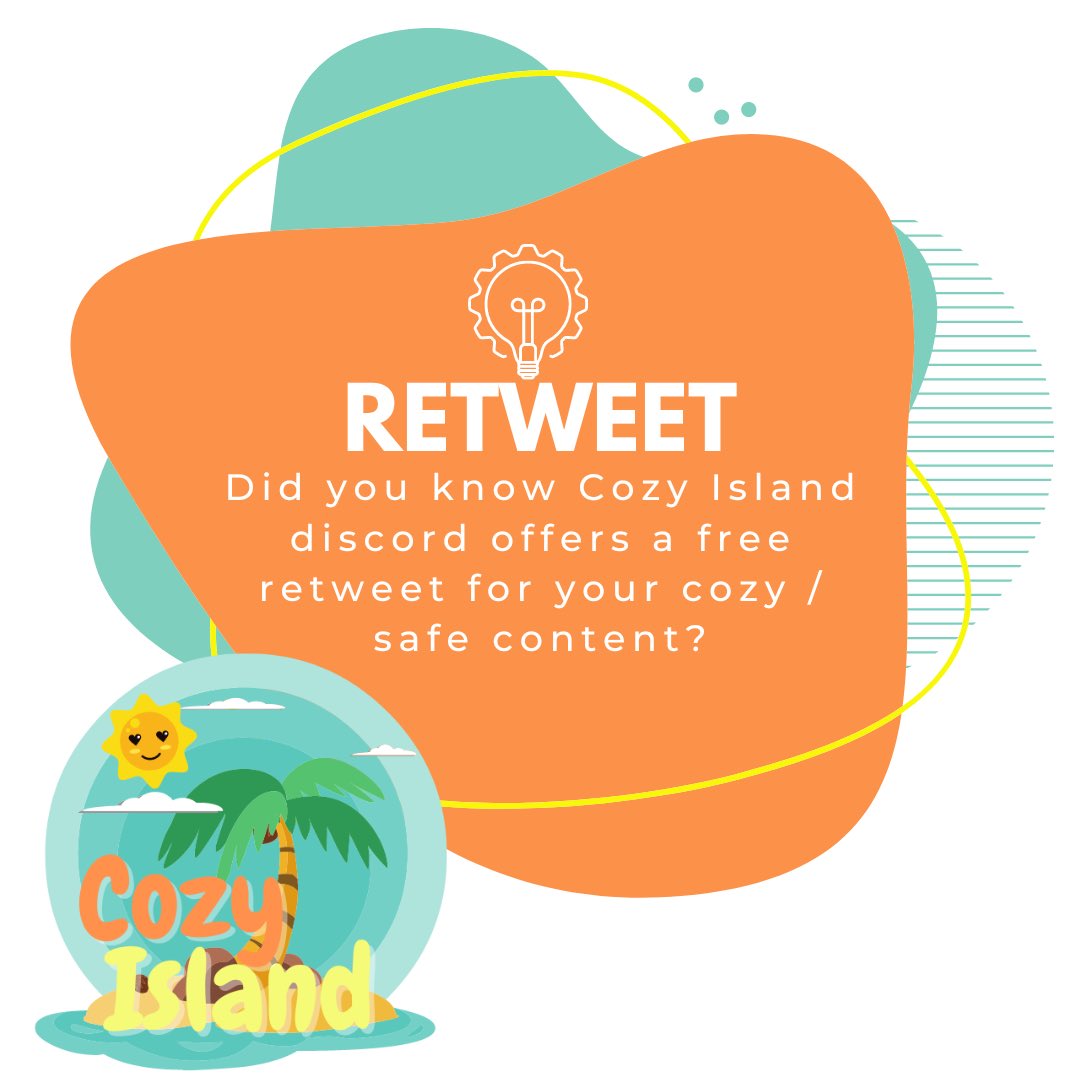 cozyislandcrew's tweet photo. Are you a safe content creator who would love to use a retweet to help reach more people? 

Cozy Island discord wants to help! Use @cozyislandlive for a free retweet and stop into the discord and say 👋 hey! https://t.co/PJFabM55Je