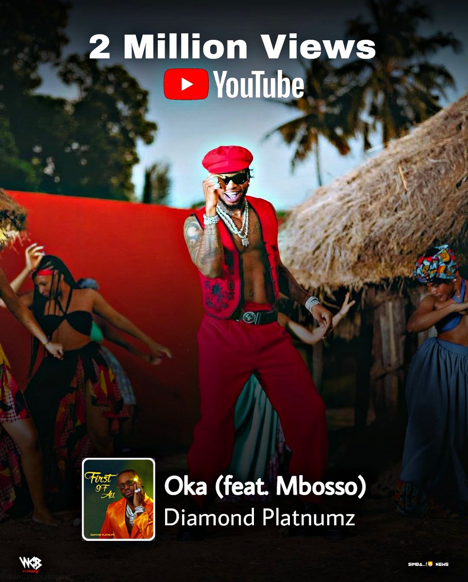 diamondglobals's tweet photo. Hitsong only β
The Track No. 9 from #FOAtheEP "Oka" by the lion of Africa @diamondplatnumz π¦ (feat. @mbossokhan ) has now Hits 2M+ views on @youtube within 3Days and still counting..π§‘ππ
Keep Streaming #FOAtheEP songs by @diamondplatnumz π¦ on all digital platforms. https://t.co/k9yKtC9B64