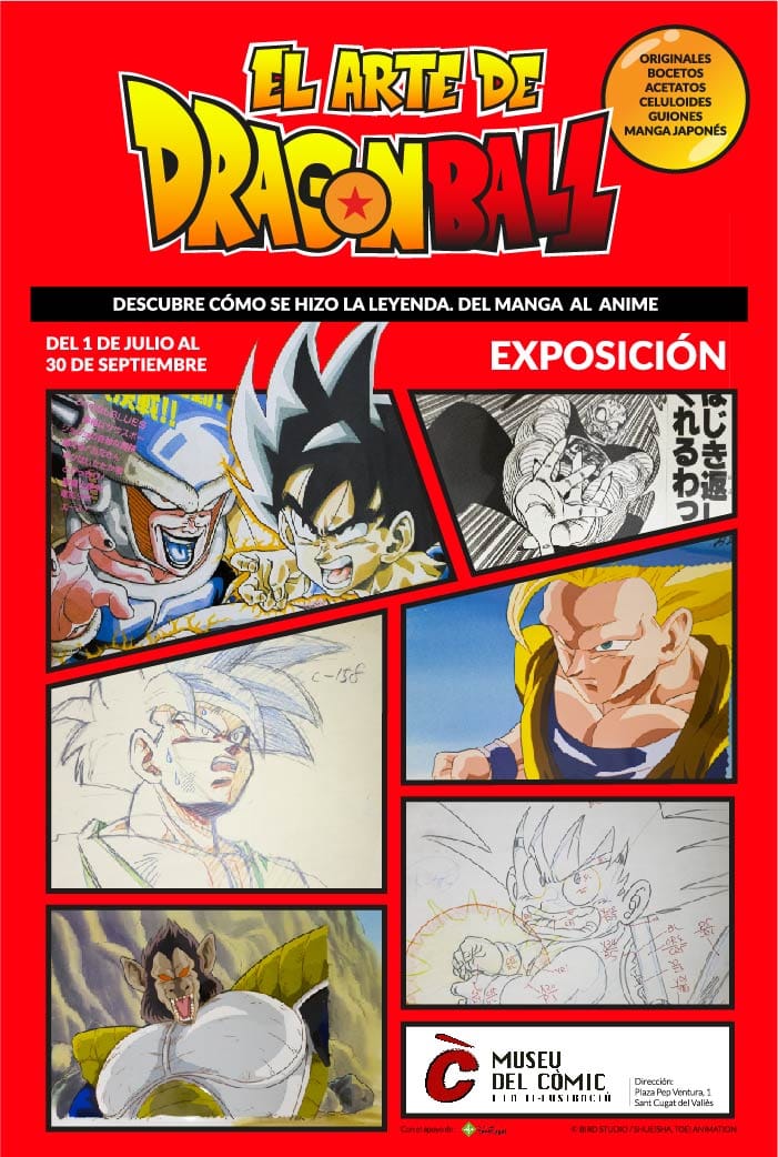 comic_del's tweet photo. A partir del 1 de julio podréis ver la exposición “El arte de Dragon Ball”. Descubre cómo se gestó el manga en Japón y cómo se produjo la serie de dibujos animados. A través de bocetos originales, acetatos, manga japonés y piezas importadas de Japón. ¡No os lo perdáis! https://t.co/1OJ78OiULJ