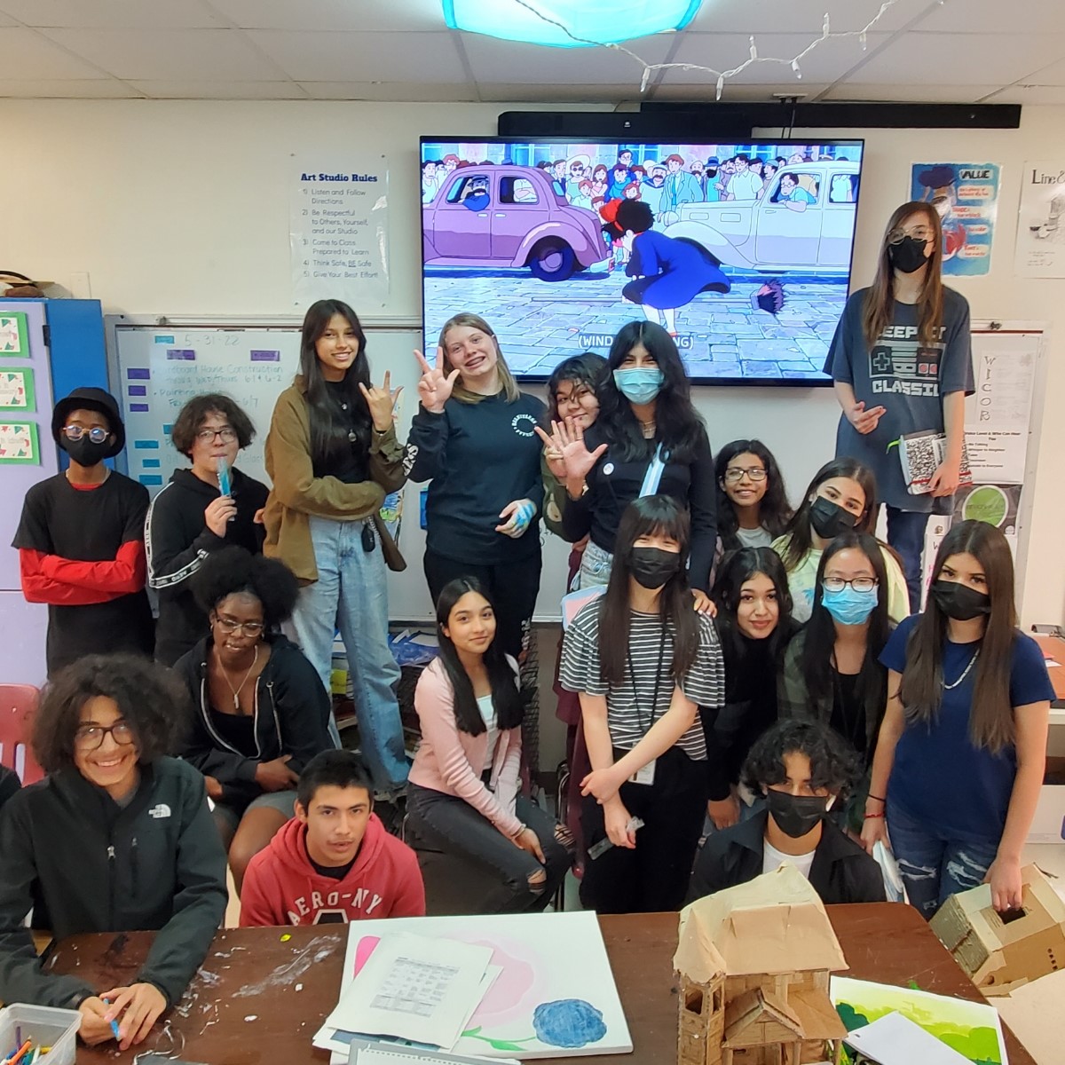 ArtCoyle's tweet photo. Oh, the places you'll go! Some cardboard houses by this year's Accelerated group. Coyle will miss you all!! #gisdfinearts https://t.co/BgNKPsKMRY