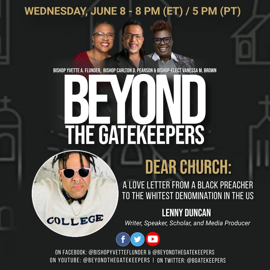 TONIGHT! Don't miss our own host, creator, and writer @lennyaduncan as he talks about his amazing first book #DearChurch with <a href="/BGatekeepers/">Beyond the Gatekeepers</a> at 7PM ET