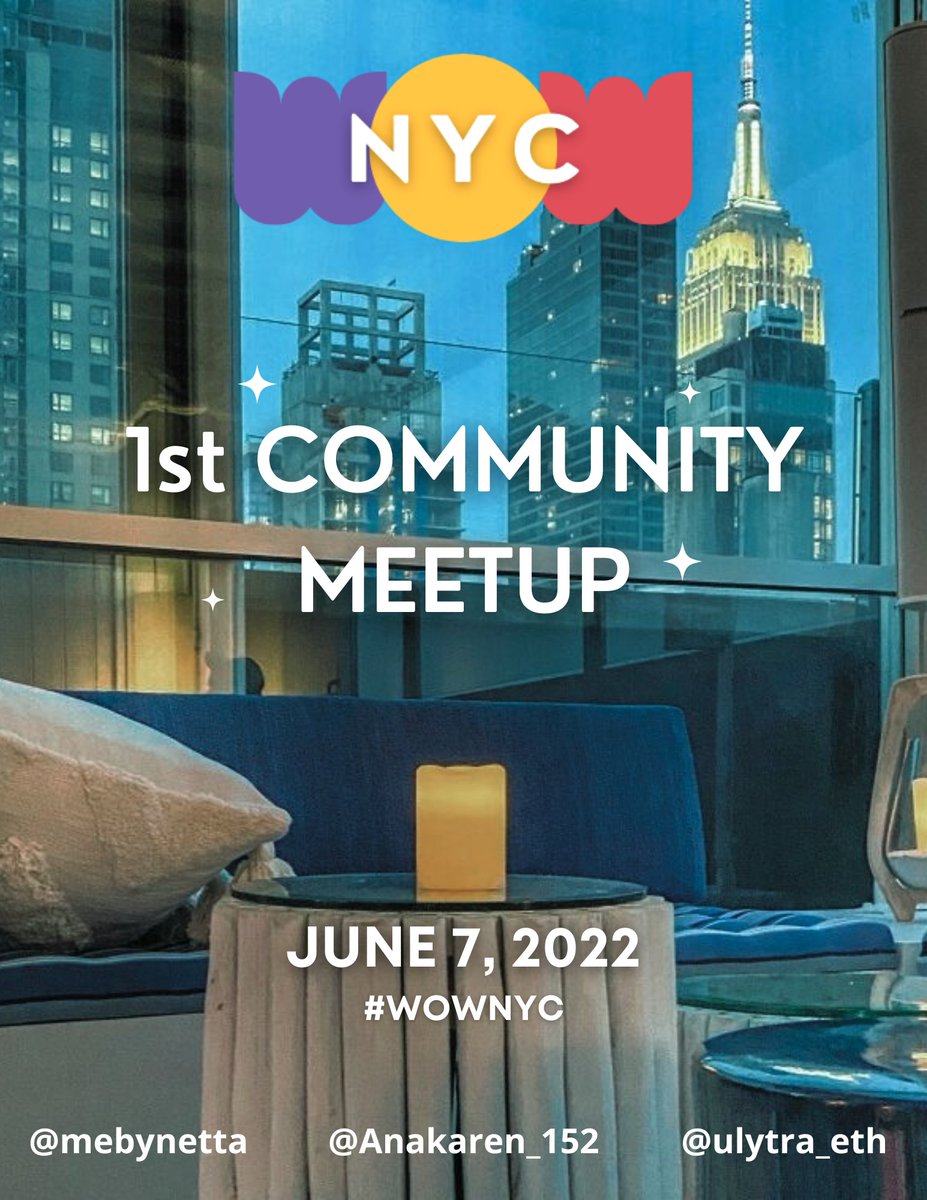 mebynetta's tweet photo. Thank you so much for participating. This was the first event I organized since I moved to NYC 🏙️
Thank you @ulytra_eth and @Anakaren_152 for being the best co-organizers ever.
And thank you @worldofwomennft for investing in local holders' communities ❤️ The time is WoW🎉
#WoWNYC https://t.co/IYO8OZE8SH