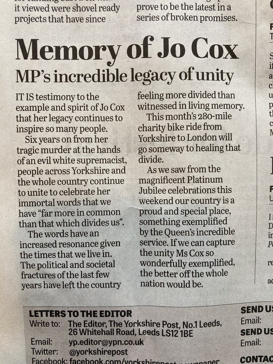 Tim Smith (@timsmithyorks) on Twitter photo Last year, this was one of the toughest things I’ve ever done, but also one of the most rewarding. I’m proud to be part of <a href="/thejocoxway/">The Jo Cox Way</a> again in 2022.. and agree 100% with today’s <a href="/yorkshirepost/">The Yorkshire Post</a> editorial 🚴♀️ 🚴🏽♀️ bit.ly/3NU1cBs Last year, this was one of the toughest things I’ve ever done, but also one of the most rewarding. I’m proud to be part of <a href="/thejocoxway/">The Jo Cox Way</a> again in 2022.. and agree 100% with today’s <a href="/yorkshirepost/">The Yorkshire Post</a> editorial 🚴♀️ 🚴🏽♀️ bit.ly/3NU1cBs