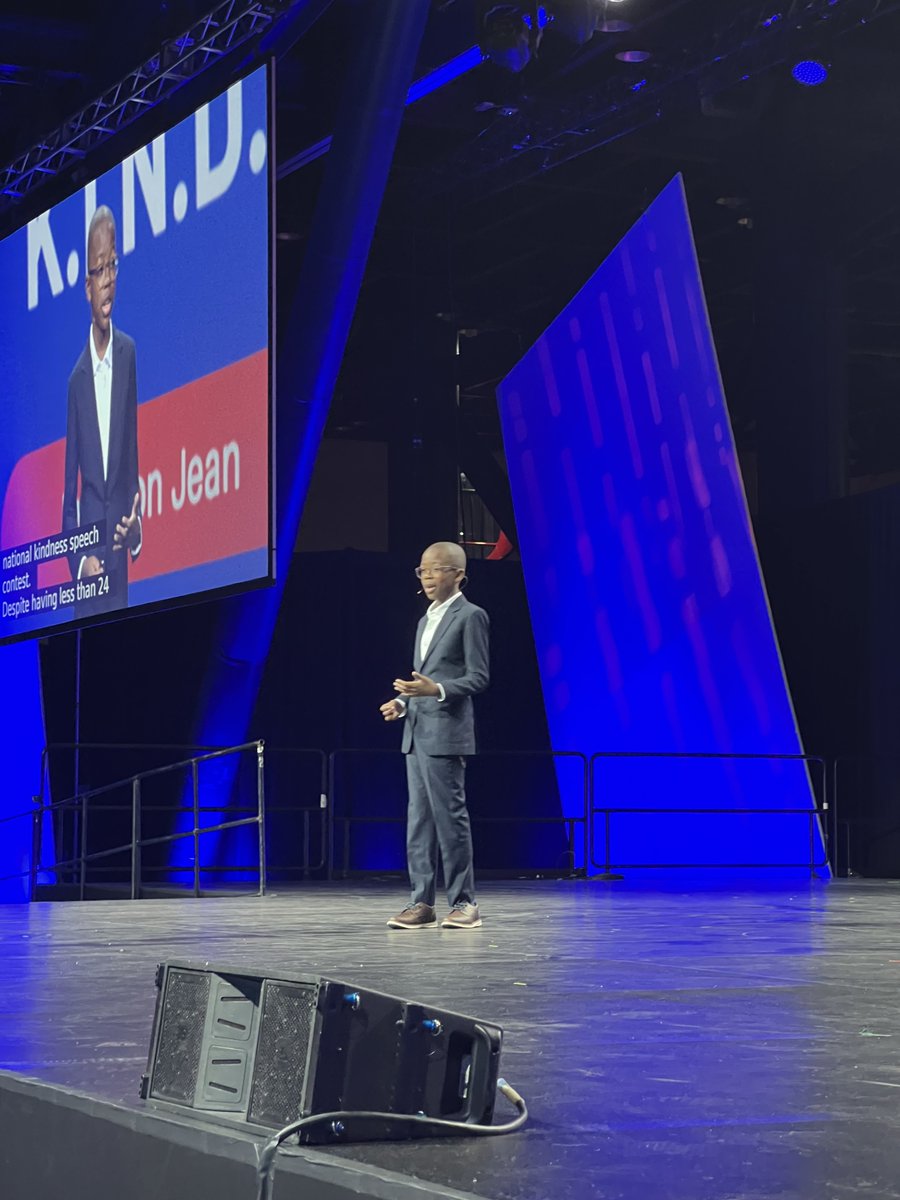 JohnHewko's tweet photo. We're learning about how kindness breeds happiness from 10-year old Orion Jean, who's citing Harvard research at the #Rotary22 Closing General Session. It's no wonder Orion is @TIME's 2021 Kid of the Year! https://t.co/zb0M5gGCzV