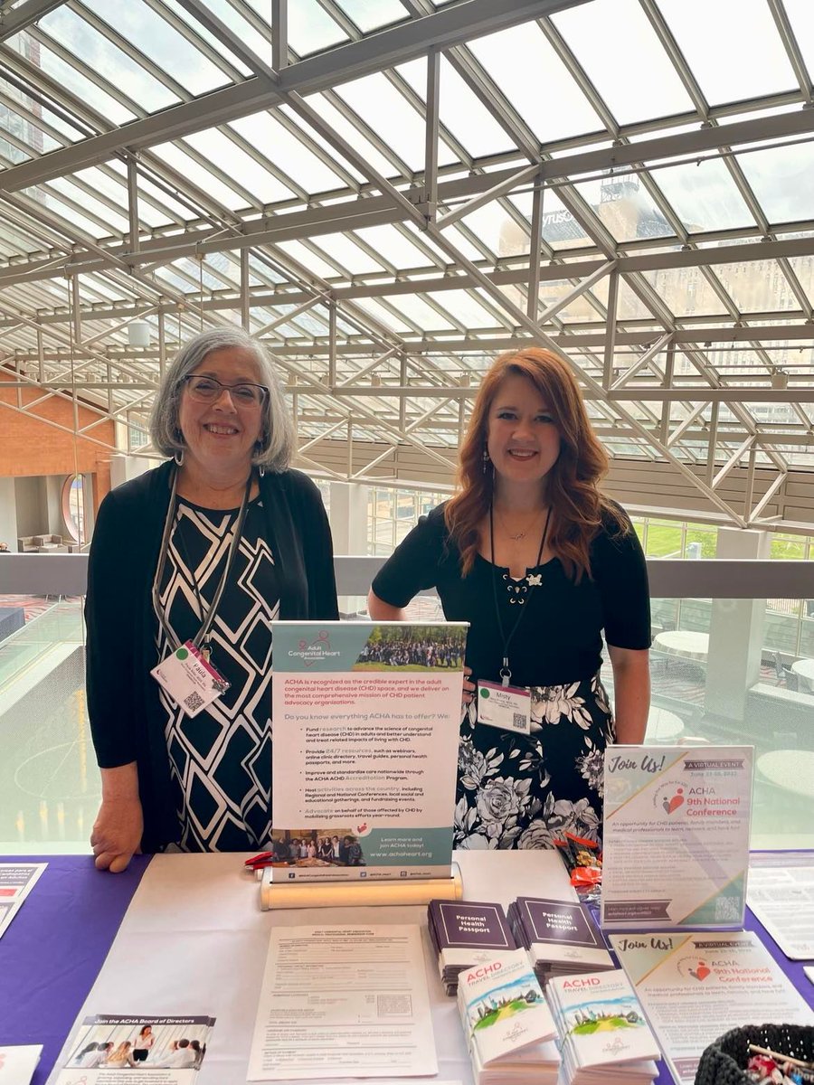 Our Mission Delivery Team Members Paula Miller and Misty Sharpe representing #ACHA at the 32nd Annual International Symposium on ACHD. If you're at #ACHD2022, stop by our booth and say hello! #CHDCare4Life #ACHD #CHD