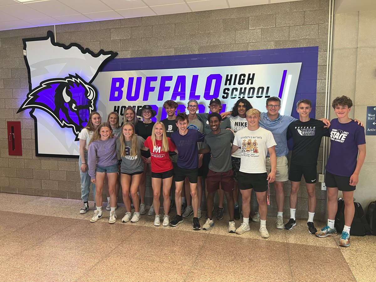 BHSBison's tweet photo. Bison State Track &amp; Field entrants heading to their last practice prior to tomorrow morning’s State AAA prelims!  

They are ready!!  #B1Bison https://t.co/vwk37TZkOm