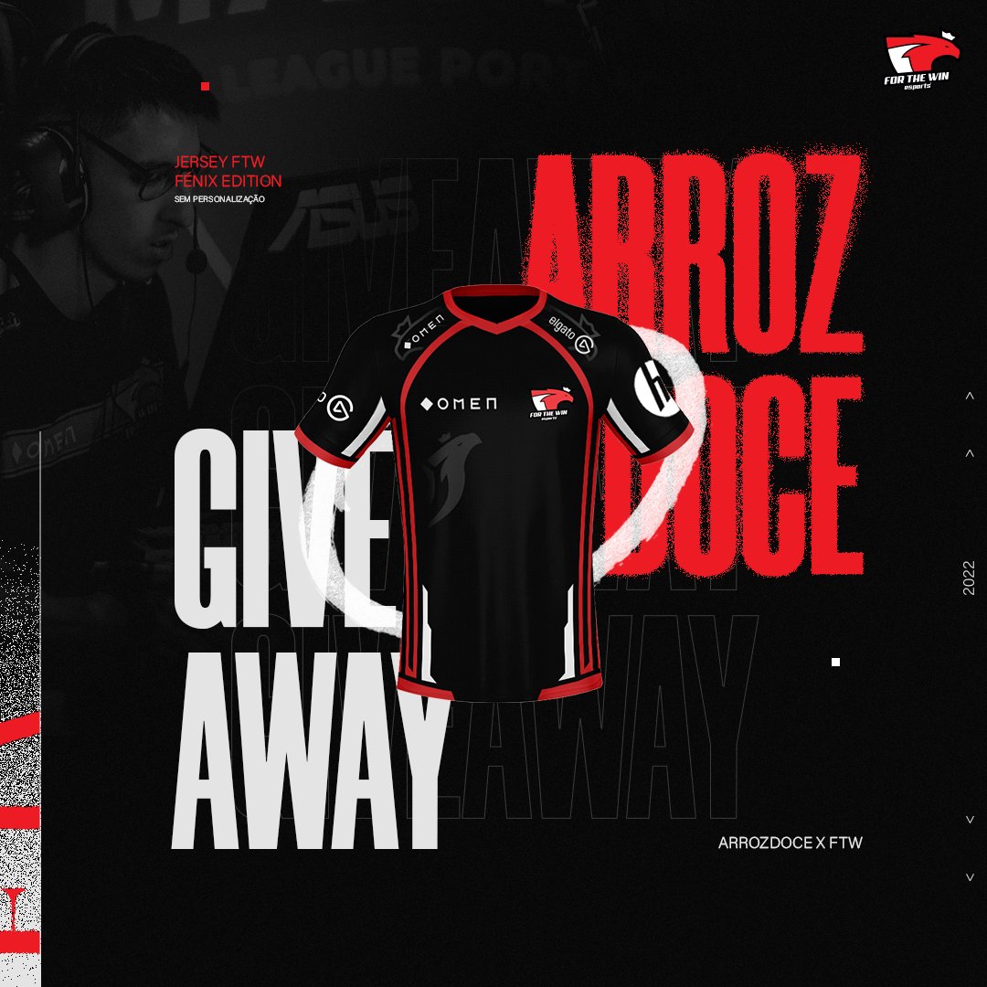 arrozdoce's tweet photo. 🎁*** GIVEAWAY JERSEY FTW ***🎁

Para participar,
- Seguir-me e à @ftwesports 
- Dar Fav &amp; RT
- Identificar 2 Amigos

Sorteio no dia 22 
(Assim que chegar da ESL Conference)
Boa sorte https://t.co/Mbuq3bkYrP