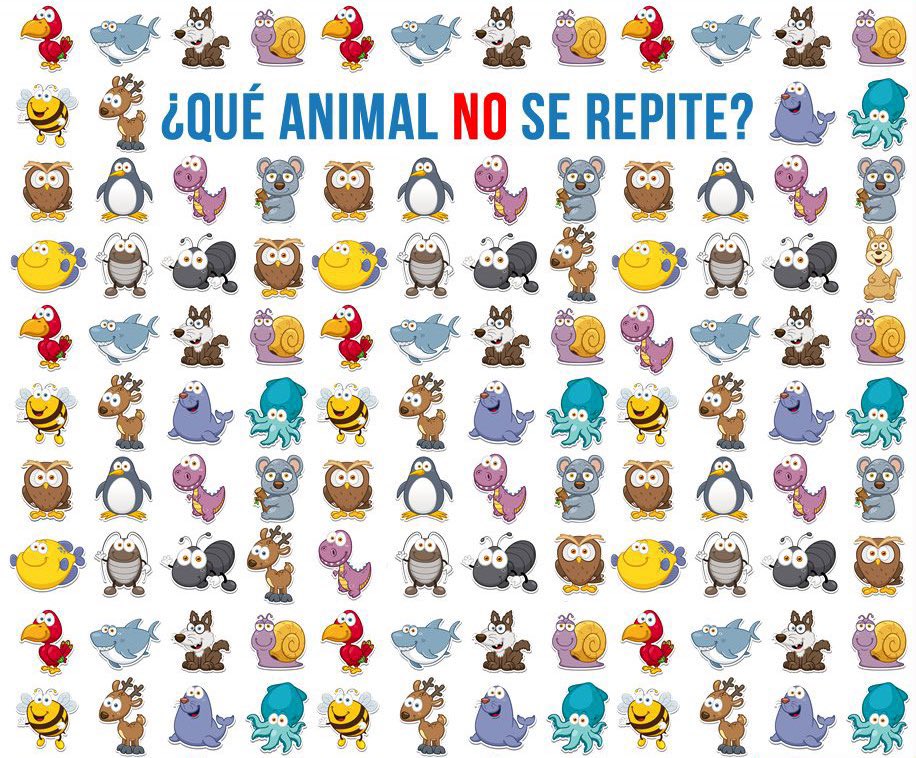 ¡Juguemos! 
¿Qué animal NO se repite en esta imagen? 
RT si lo encuentras en menos de 20 segundos 🔁
#RetoVisual #RetoMental
#GimnasiaCerebral 
¡Feliz tarde! 
#EfectoPositivo
