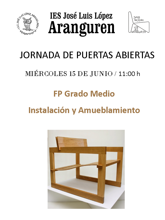 fpmaderaymueble's tweet photo. Jornada de Puertas Abiertas 
#FPGradoMedio en #InstalaciónyAmueblamiento
Inscríbete...Conócenos…Y aprende un oficio en la Familia de la #MaderayMueble con más de 30 Salidas Profesionales 
Te esperamos en el #IESAranguren de #Fuenlabrada
Inscripción https://t.co/vdy3XgxY5P https://t.co/y77uGEGeh0