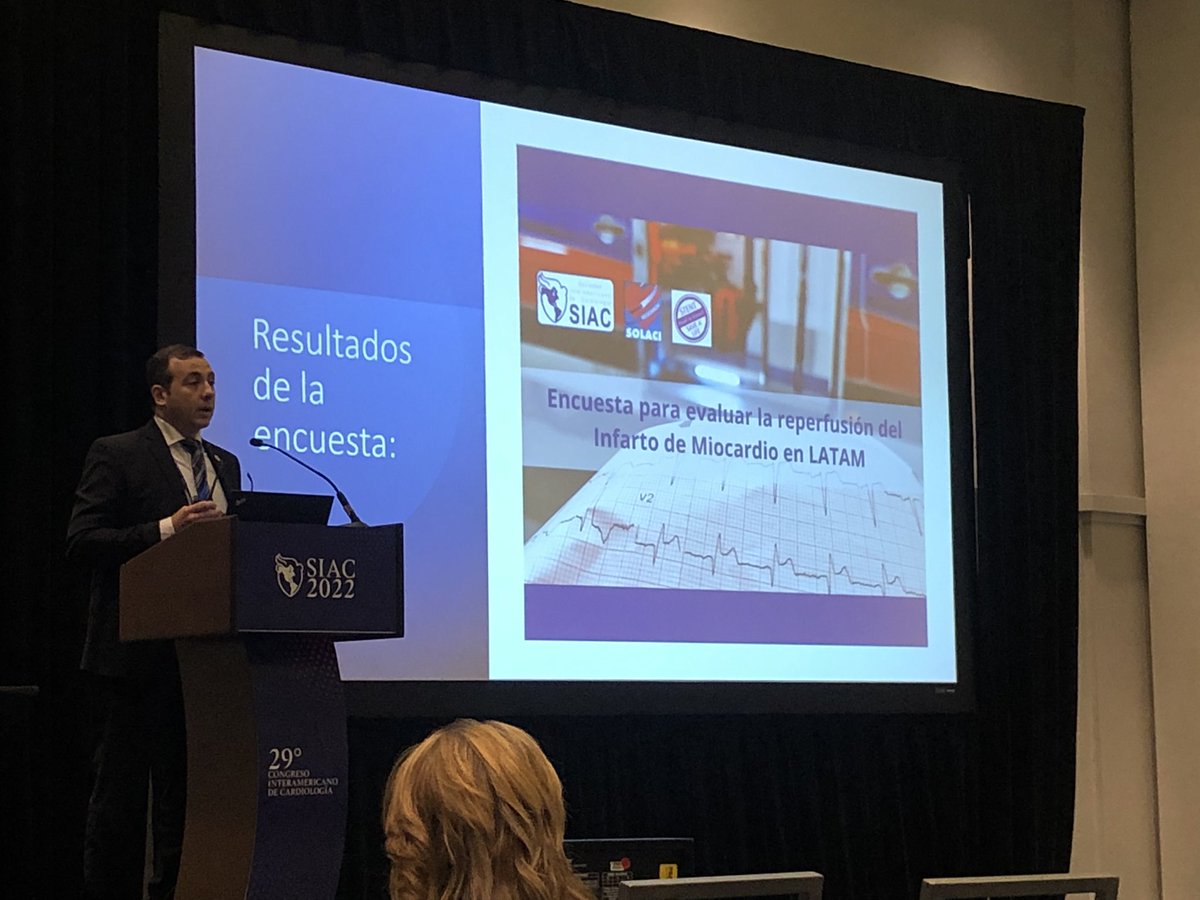 Presentación de los resultados de la encuesta para evaluar la reperfusion del #STEMI en LATAM Dr. @Villarreal2018R @EmergenciasSiac @SOLACI3 @SSL_Argentina @IC_SIAC La encuesta sigue abierta, complétala aquí 👉🏻 siacardio.com/academia/inves…