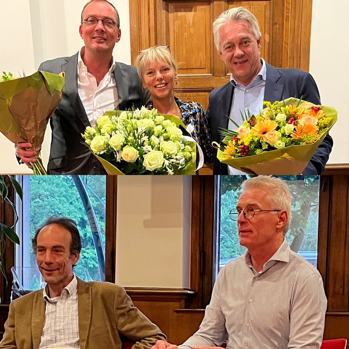Bestuurswissel bij <a href="/D66Zeist/">D66 Zeist</a>. We namen afscheid van Victor Vliegenthart, Heleen Hupkens, Arnoud van der Pol en Hylke Warners. Hun posities zullen worden overgenomen door Kees Klokman en Cees Budding. Welkom! #d66zeist #zeist