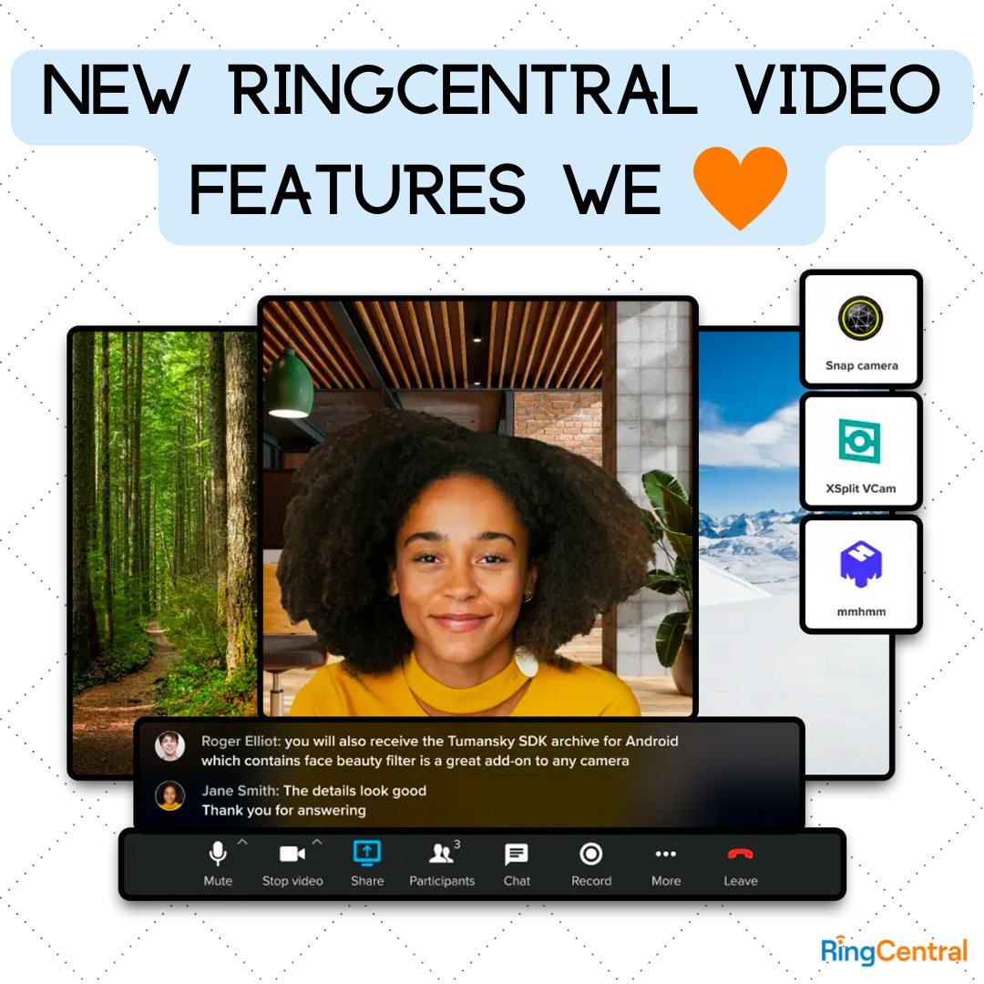 There are so many RingCentral features! From Virtual Backgrounds to  Closed Captions.
Check out these Video features we love by clicking the link 

ringcentr.al/388OvDl