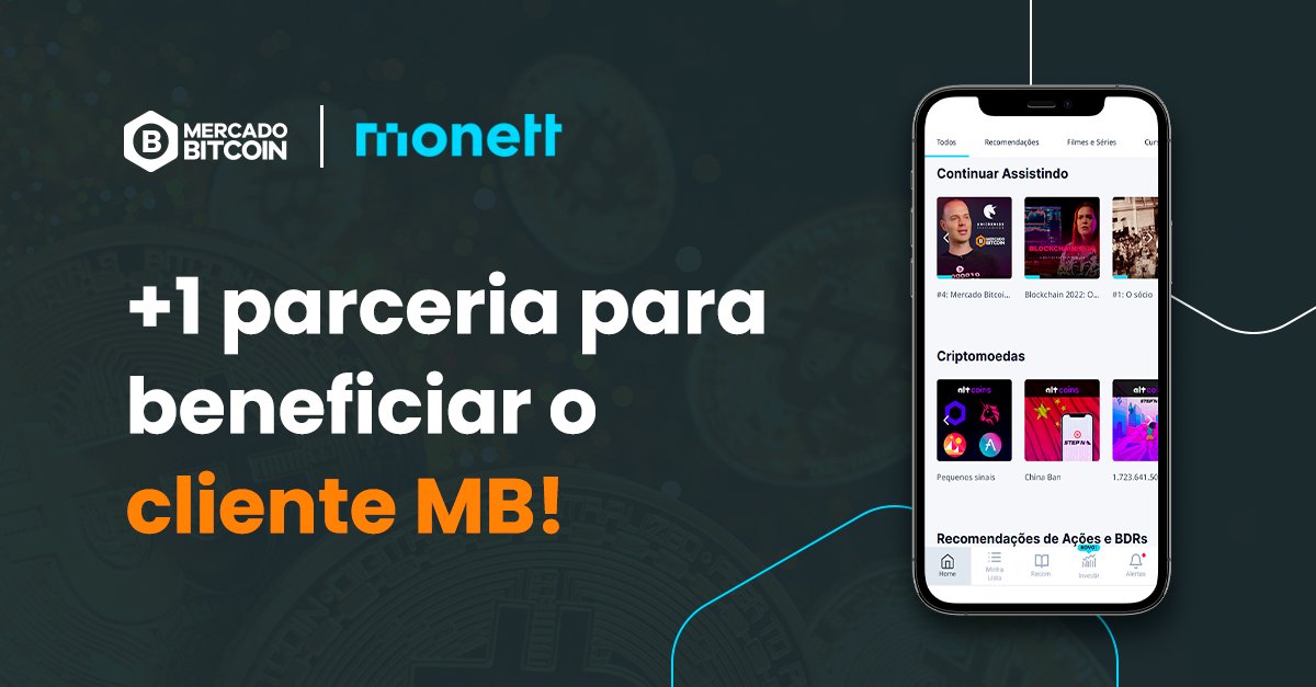 MercadoBitcoin's tweet photo. 📣 Novidade para cliente MB: parceria com plataforma Monett

Cliente MB pode aproveitar a assinatura completa do app da @invistamonett com 50% de desconto em qualquer plano 🤩

👉✉️ Verifique seu e-mail e escolha seu benefício! https://t.co/frJnAsQBXa