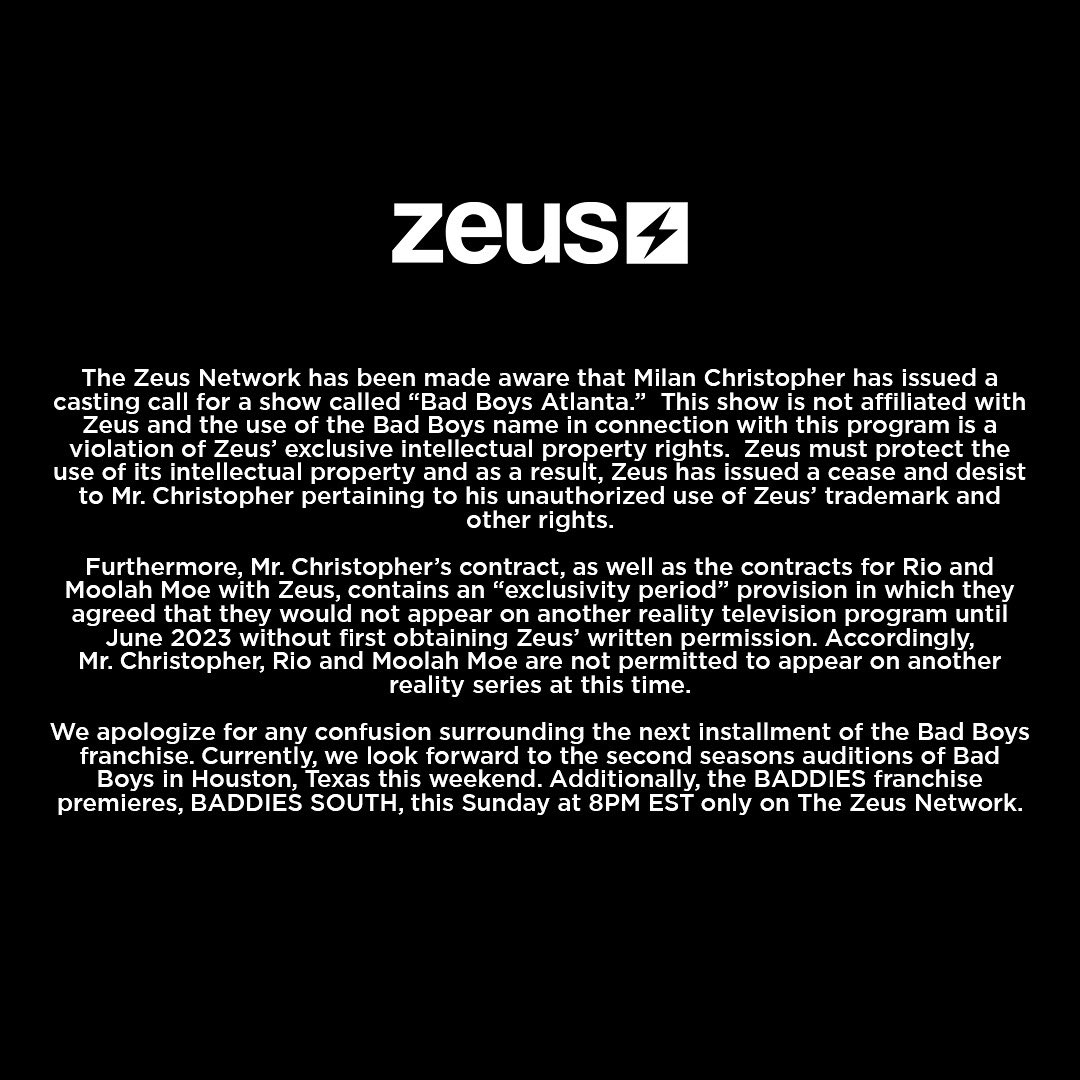 The_ZeusNetwork's tweet photo. Re: Milan Christopher, Rio &amp; Moolah Moe’s Bad Boys Atlanta post https://t.co/9VYJR28q7x