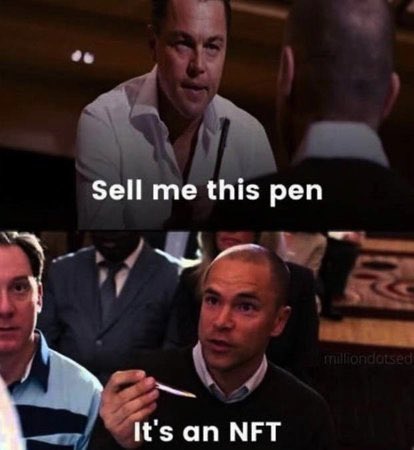 Thecrypt0man's tweet image. I honestly believe anyone could sell an #NFT #btc #Bitcoin #wolfofwallstreet #NFTs 🙈😂
