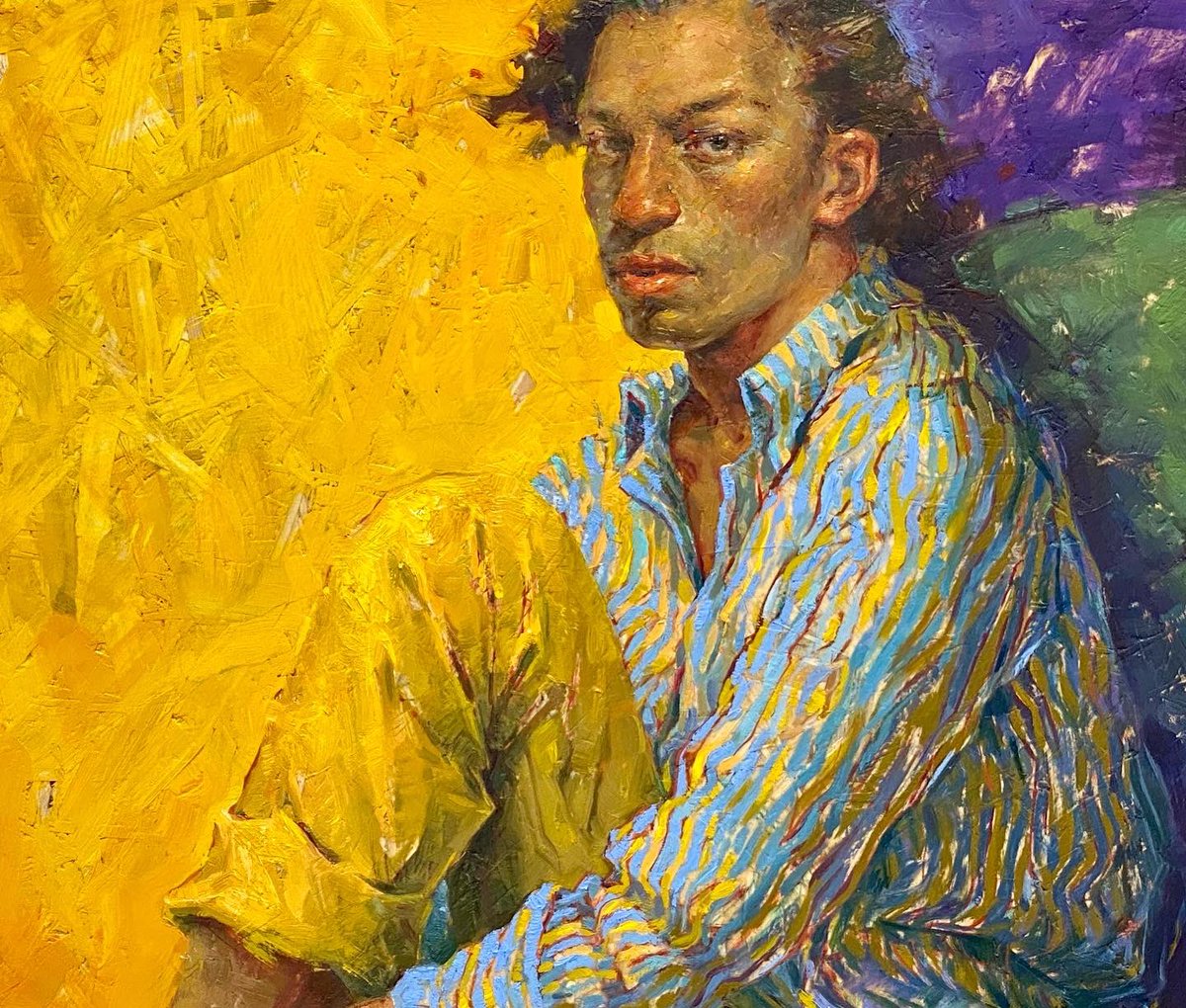 Paintings by Tania Rivilis. On show in our gallery. One of her two newest ‘I have changed my name so often’ and on the right side of it ‘Give me fire to light my darkness’ on the left side ‘Hidden Boudoir’ more information about these paintings on our website.