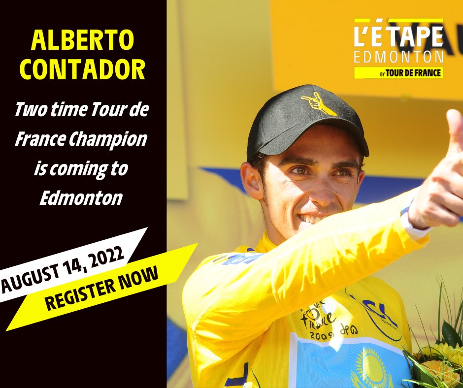 Did you know <a href="/albertocontador/">Alberto Contador</a> will be in Alberta? He is our <a href="/letapedutour/">L'Étape du Tour de France</a> Ambassador and will be riding with you!