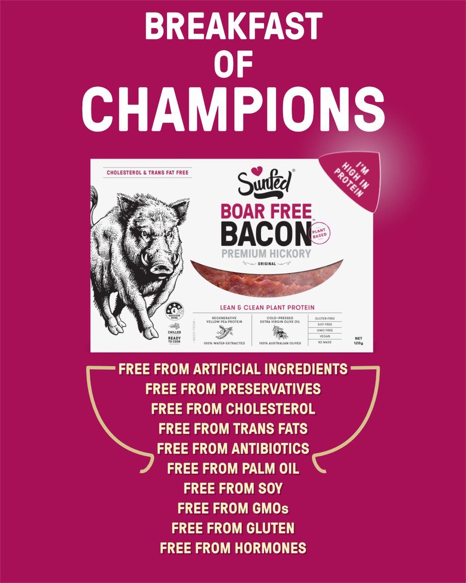 All the deliciousness of 🥓🥓🥓 none of the worry.

Clean. Minimalist. Nutrient Dense.

Sunfed® make the BEST meat alts in the world. Made in New Zealand.

sunfed.world 🧡