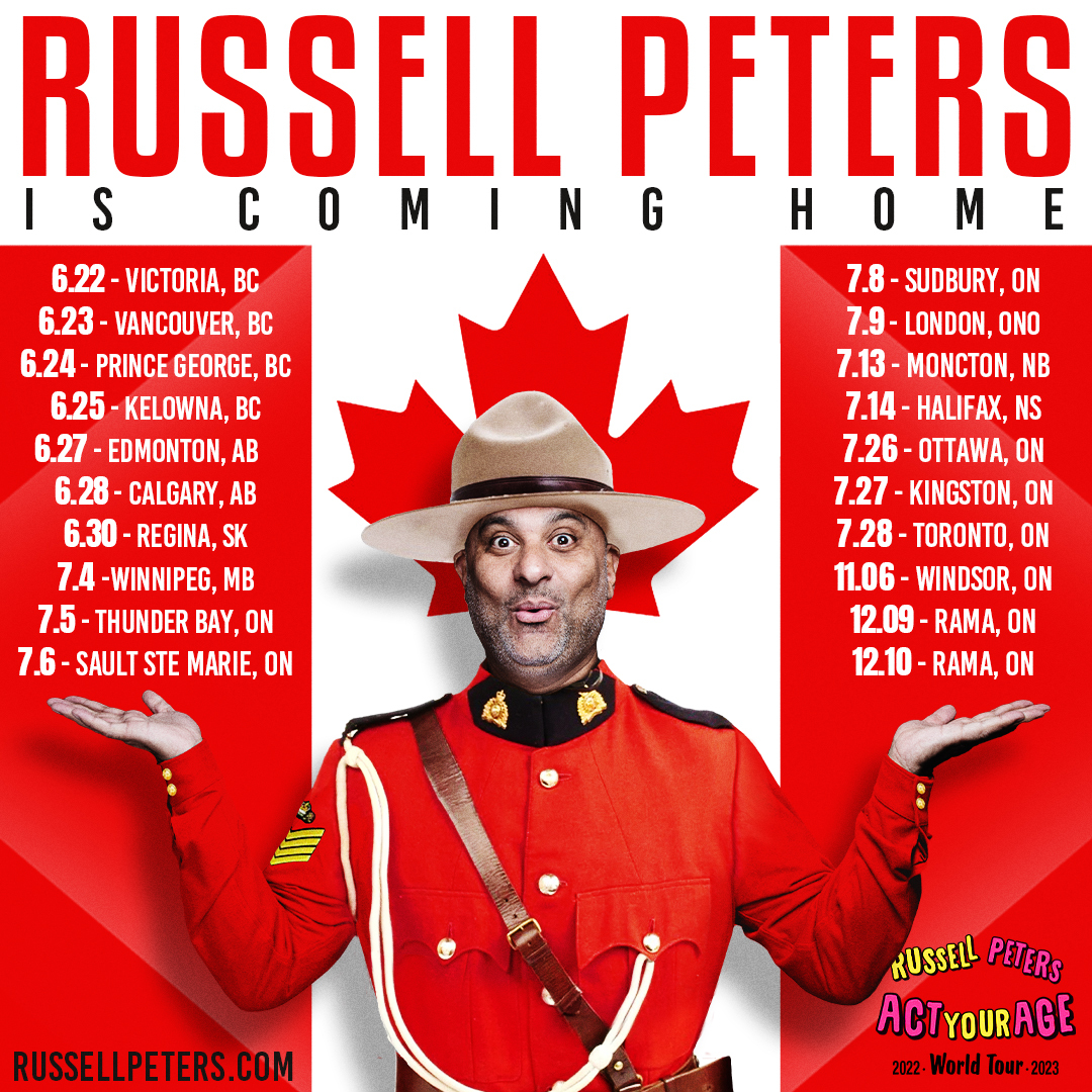 Canada! I’m back!

It’s been four years and I’m finally coming home! 

russellpeters.com

#ActYourAgeWorldTour #StandUpComedy
#Comed
#Canada
#FreeSpeech
#HomeAndNativeLand