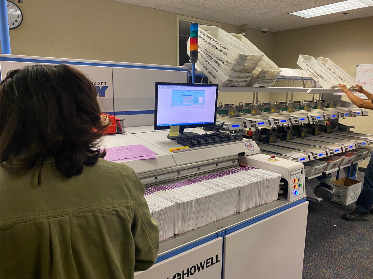 VCClerkRecorder's tweet photo. Things do not slow down in VC Elections Division the day after the election (even if it went until 1:30 am). The Ballot Drop Boxes, Vote Center drop offs and mail from 6/7 need to be processed and then counted. We will have a new update tomorrow 6/9 in the afternoon.
#VCElections https://t.co/mQZsA04Evj