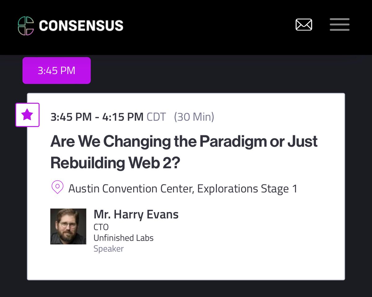 DSNP_org's tweet image. Co-creator of @DSNP_org @harrye is speaking @consensus2022 with @btschiller of @CoinDesk tomorrow on the future of Web3 social: ‘Are We Changing the Paradigm or Just Rebuilding Web 2?’. Explorations Stage 1 at 3:45.
#Consensus2022 events.coindesk.com/consensus2022/…