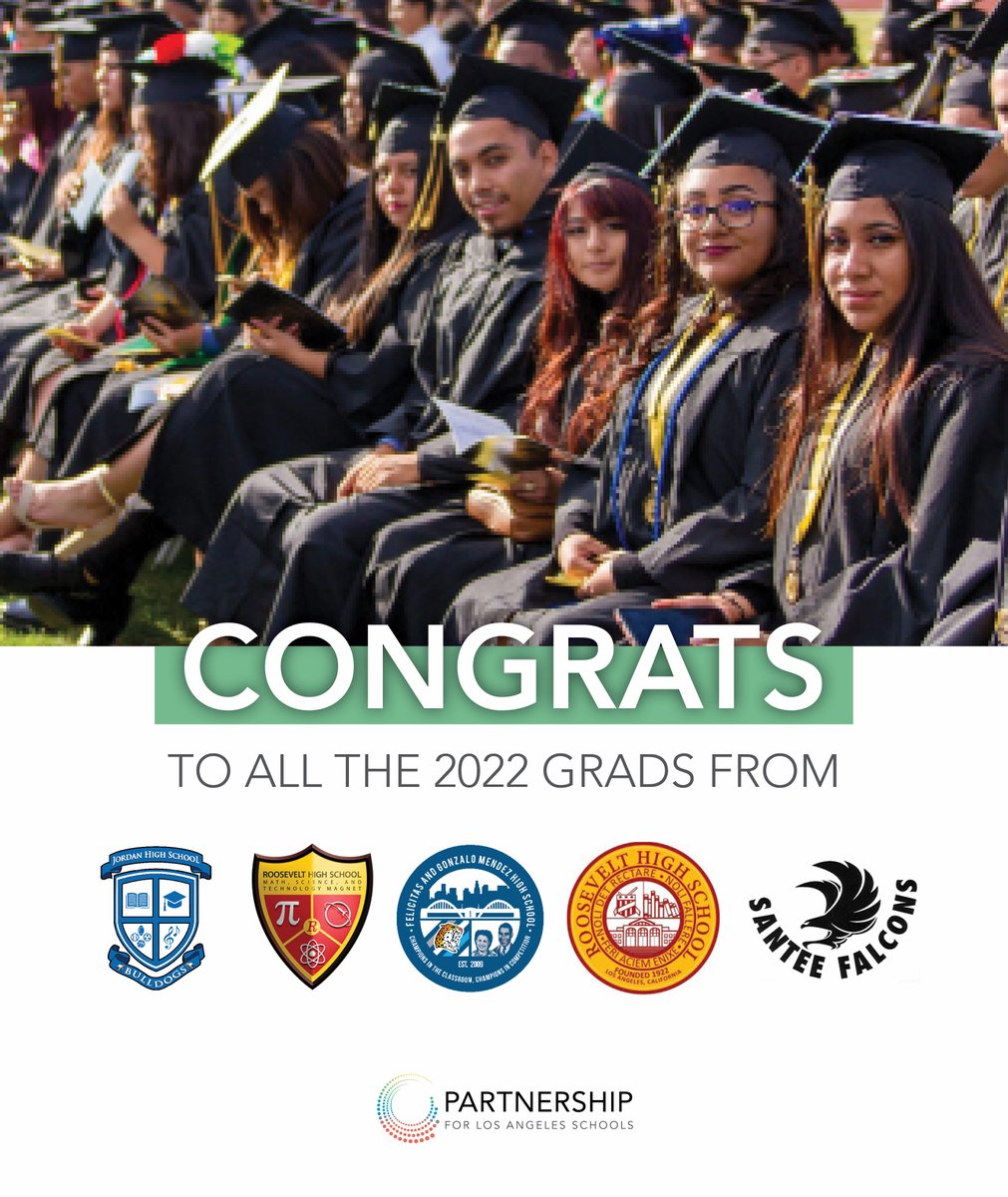 It's grad season! This week, we are celebrating the #Classof2022 from our 5 high schools! Stay tuned for more highlights this month as we begin to recognize the extraordinary achievements of our graduates. <a href="/SanteeFalconsHS/">Santee Falcons HS</a> <a href="/Mendez_Jaguars/">Mendez Jaguars</a> <a href="/RooseveltHSLA/">Roosevelt HS LA</a> <a href="/MSTMAatRHS/">MSTMA at Roosevelt</a> #JordanHigh