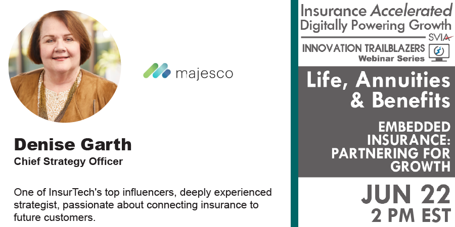 SVIAccelerator's tweet photo. Join @denisegarth of @Majesco_Inc at Our Free #InsurTech #Webinar | Info β https://t.co/mEgO4nqRhD | #Insurance #LifeAnnuitiesBenefits #EmbeddedInsurance #InsuranceDistribution #InsurancePartnerships #ThoughtLeaders #InsurTech #SVIAEvents https://t.co/VBRrPlhFky