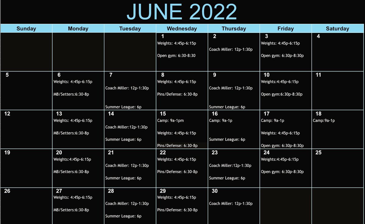 Updated June Schedule!
