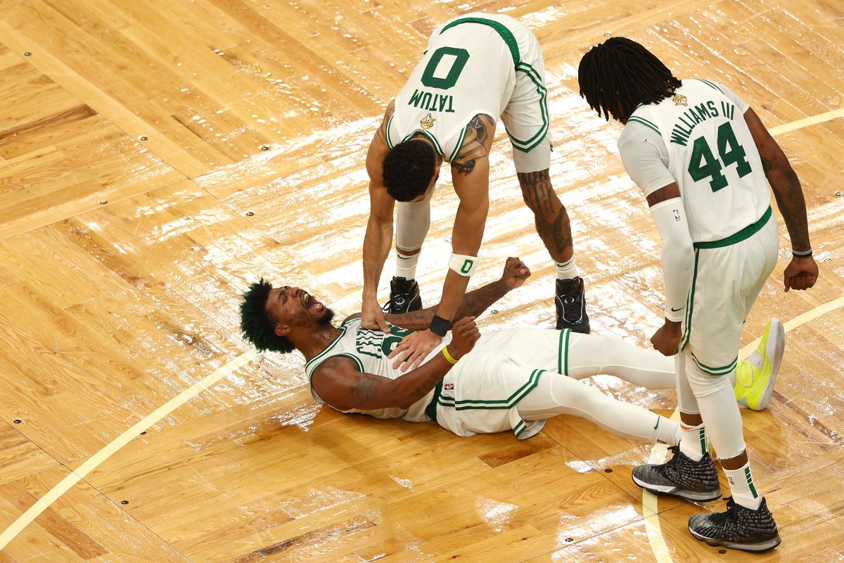 The Warriors were 0-9 when Marcus Smart contested the shot tonight.