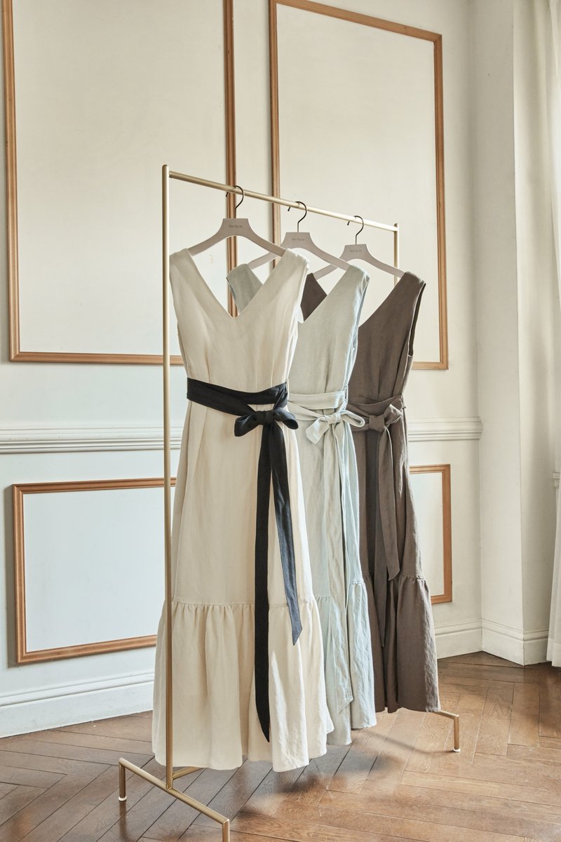 Her lip to Linen Belted Maxi Dress オンライン 通販