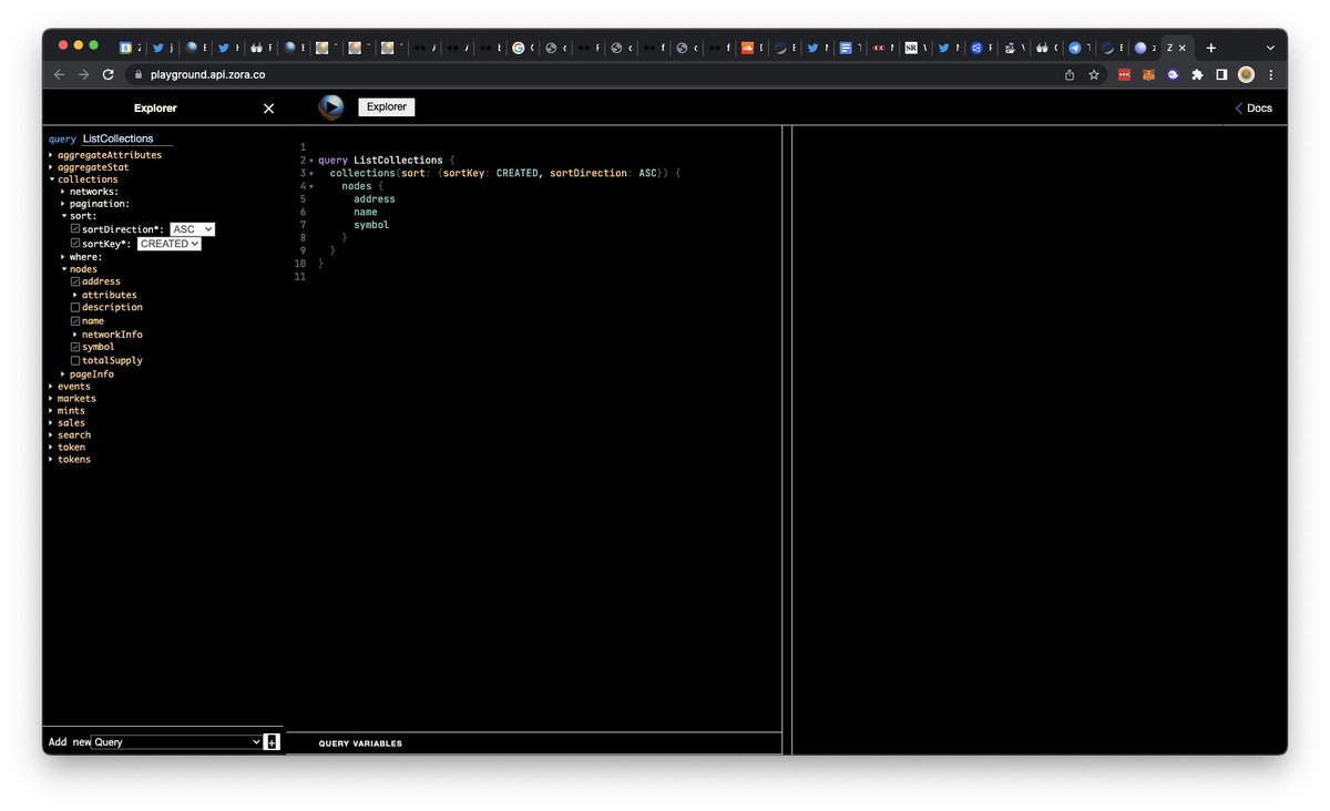 Play with the <a href="/ourZORA/">zora</a> API, no keys or sign up required:

playground.api.zora.co