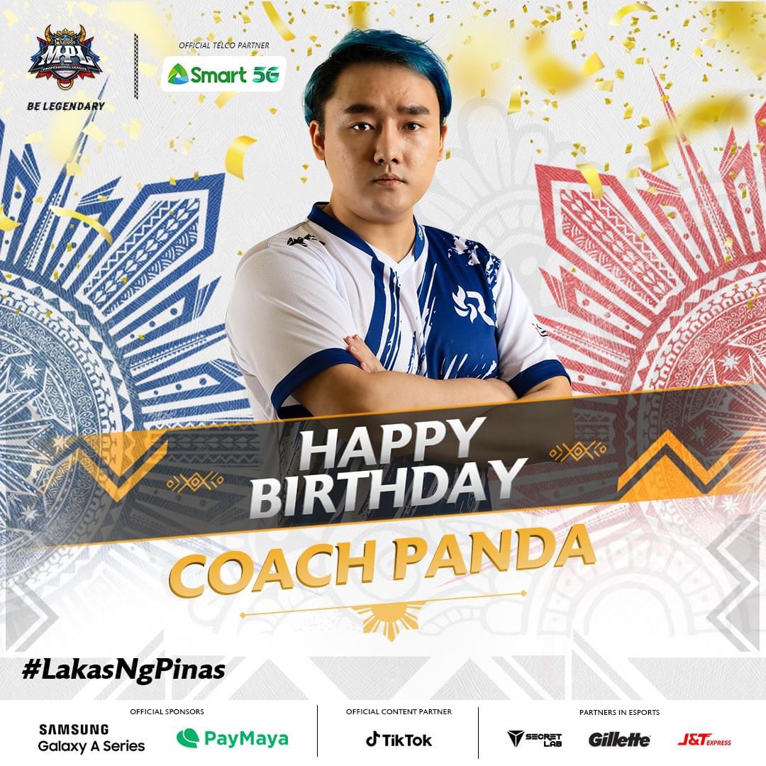 MPLPhilippines's tweet photo. Happy birthday, Coach Panda! ππ₯³
Show some love for the #MPLPH S9 champion! π°
#LakasNgPinas #BeLegendary #MLBBEsports #MPLPhilippines #LakasNgSmartMPL #BrianLim https://t.co/uWc6XaOI3D