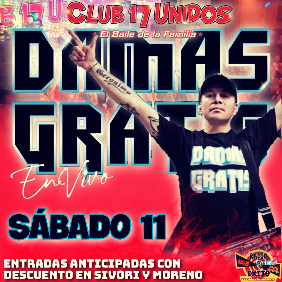 R_EXITO's tweet photo. Sabado 11 ๐
#17UNIDOS-Campana BsAS
ULTIMAS ANTICIPADAS โผ๏ธ
@pablitolescano @jorg011 @marcone_mariana https://t.co/LttyWTIMQg