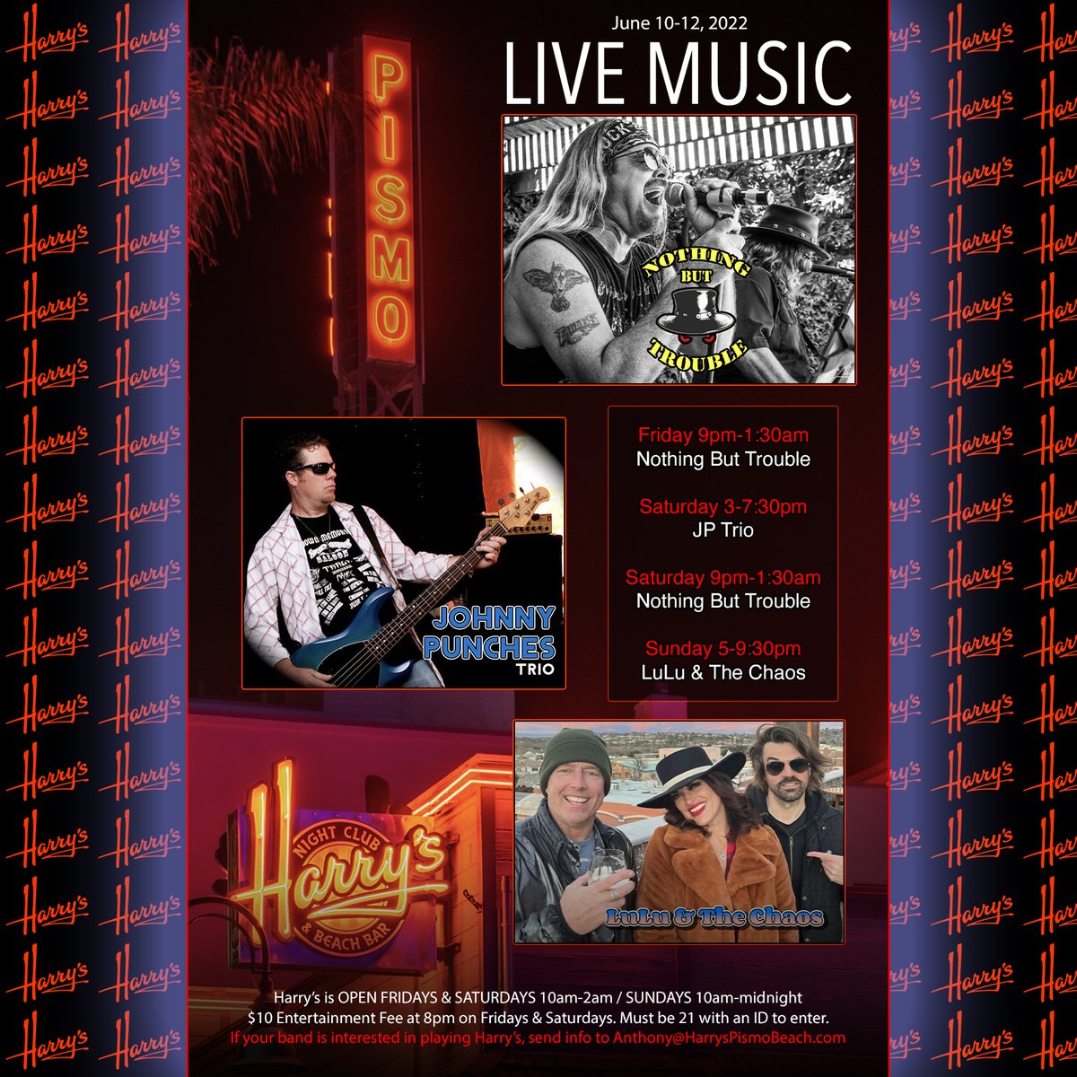 Harry's Live Music for June 9-12, 2022 harryspismobeach.com/2022/06/harrys…
#harryspismobeach #pismobeach #pismo #livemusic #liveband #centralcoast #slocounty #805life #music #dancing #liveband #classicrock #harrys