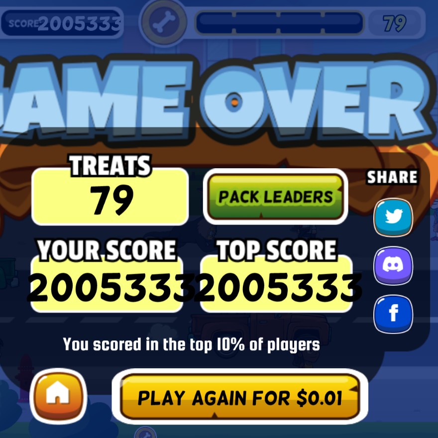 diablo_bih's tweet photo. This should be good enough, my personal best :D 

I love duro dogs and @hastearcade 

Can you beat my score of 2005333 in @DuroDogs #RuffRunner? 

Drop $handle of @handcashapp and I will pew everyone to celebrate https://t.co/2qdnbxREv4