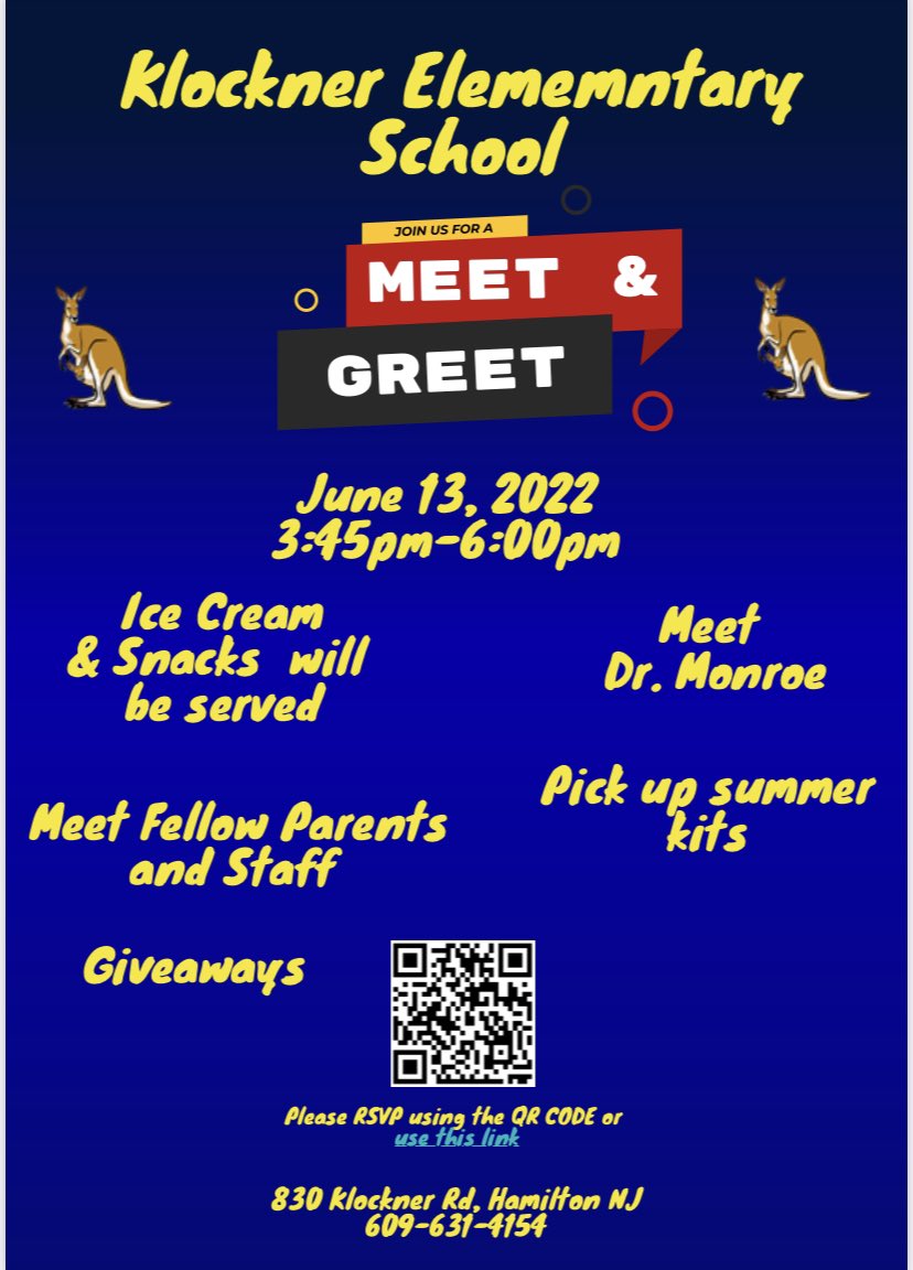I want to announce that I will be the proud Principal @KlocknerSchool next School year. Please join the @KlocknerSchool staff and I for our Meet & Greet. @WeAreHTSD