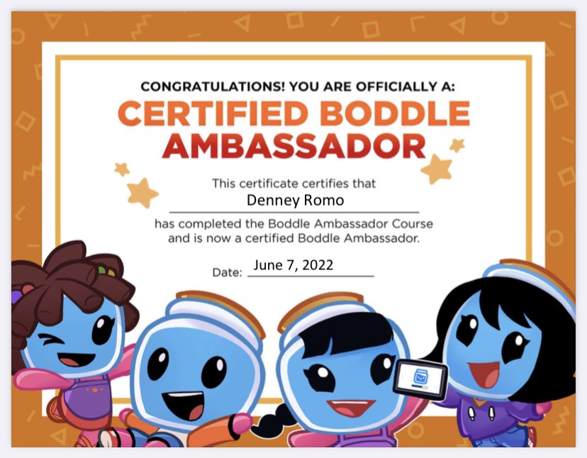 DROMO1412's tweet photo. Officially a Certified @BoddleLearning Ambassador! My students and I love it! 

Bonus: It’s TEKS aligned and perfect for personalized learning 🤩
#BoddleAmbassador https://t.co/IWDjpn3shk