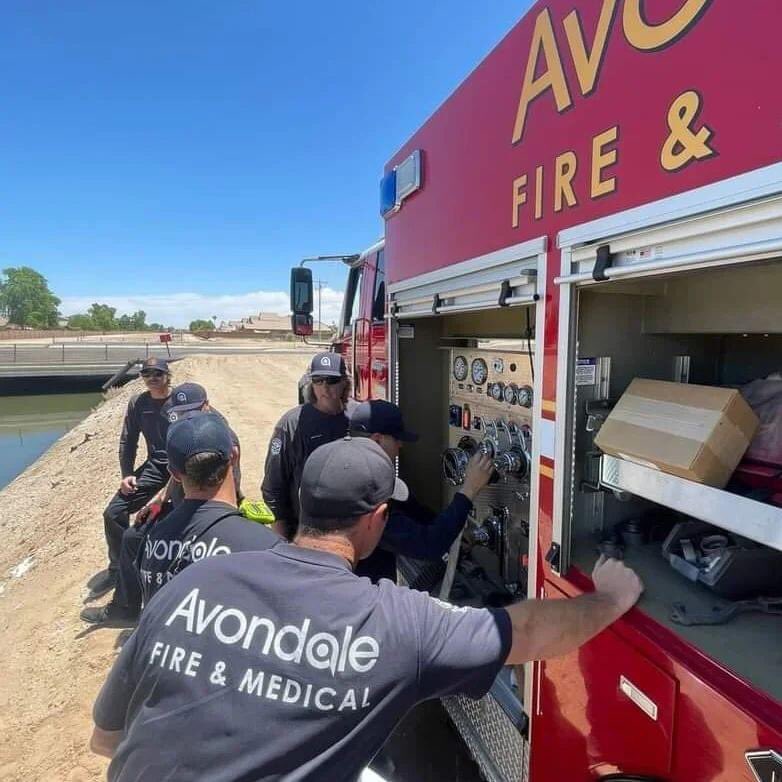 Several AFM Crews recently took part in Brush Truck and Water Tender  training.  Wildland Fire Season is already here and brush fires in Avondale are a regular occurrence.  Being able to set up and operate Brush171 and WaterTender171 in a drafting/water buoy scenario is important