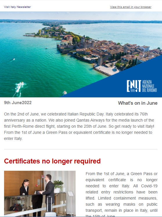 Visit Italy Newsletter - What's on in June - mailchi.mp/191528616e06/v…
