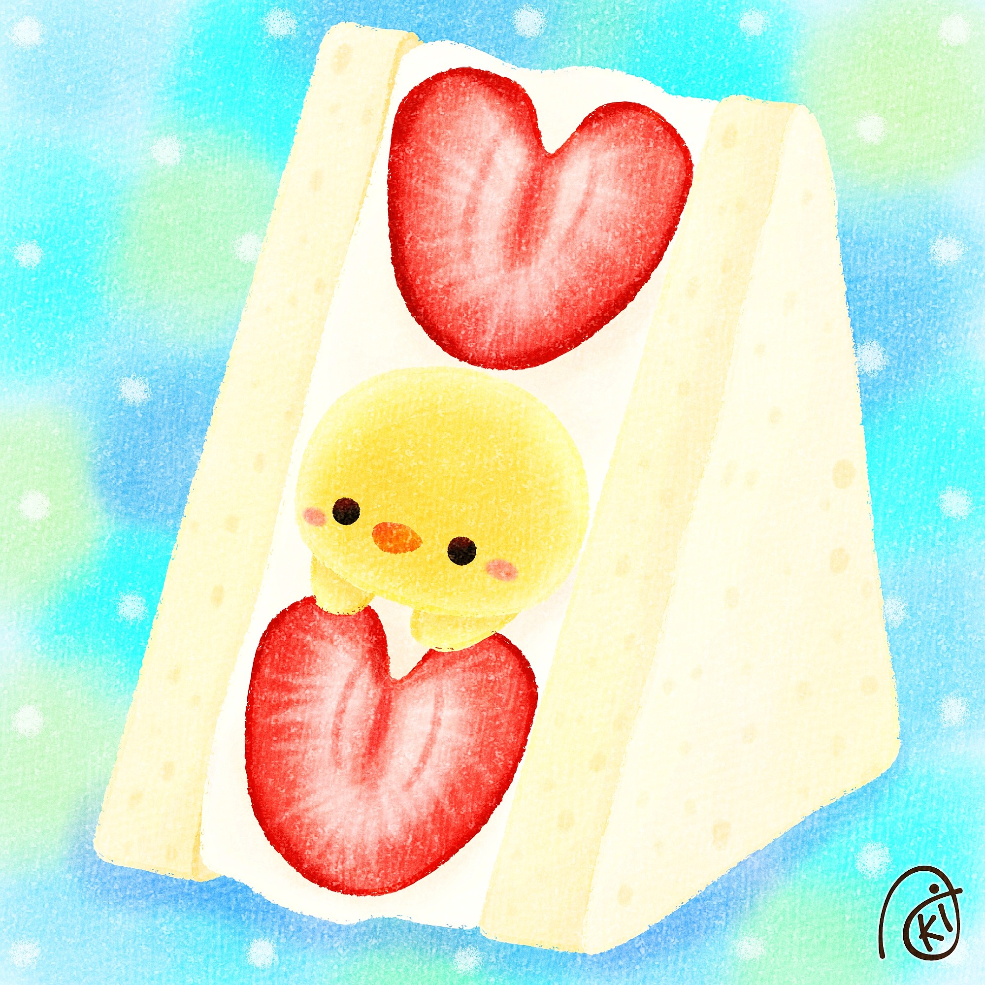 Aki フルーツサンド イラスト お絵描き ひよこ いちごサンド フルーツサンド T Co Tdtw9swaas Twitter