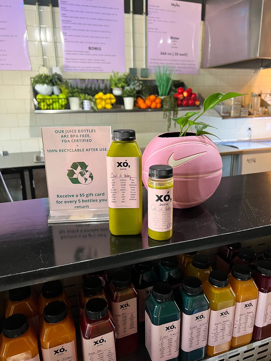 Save your bottles &amp; receive a $5 gift card for every 5 bottles you return! 👀 Our juice bottles are BPA free, FDA certified + 100% recyclable after use. ♻️

3407 Montrose Blvd Suite B-2, Houston, TX 77006
xojuice.com ✨