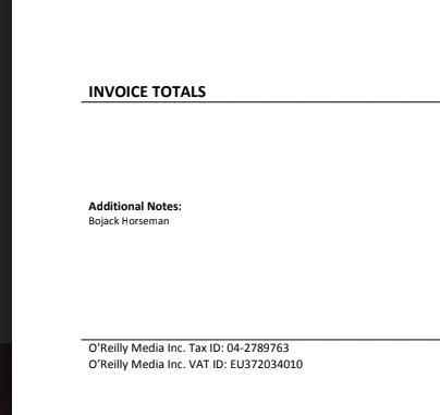 beargolightly's tweet photo. @TracketPacer then at my new job I kept doing it, here's the PDF invoice for my O'Reilly books online subscription that renewed a month ago: https://t.co/gSLPQUCYwF