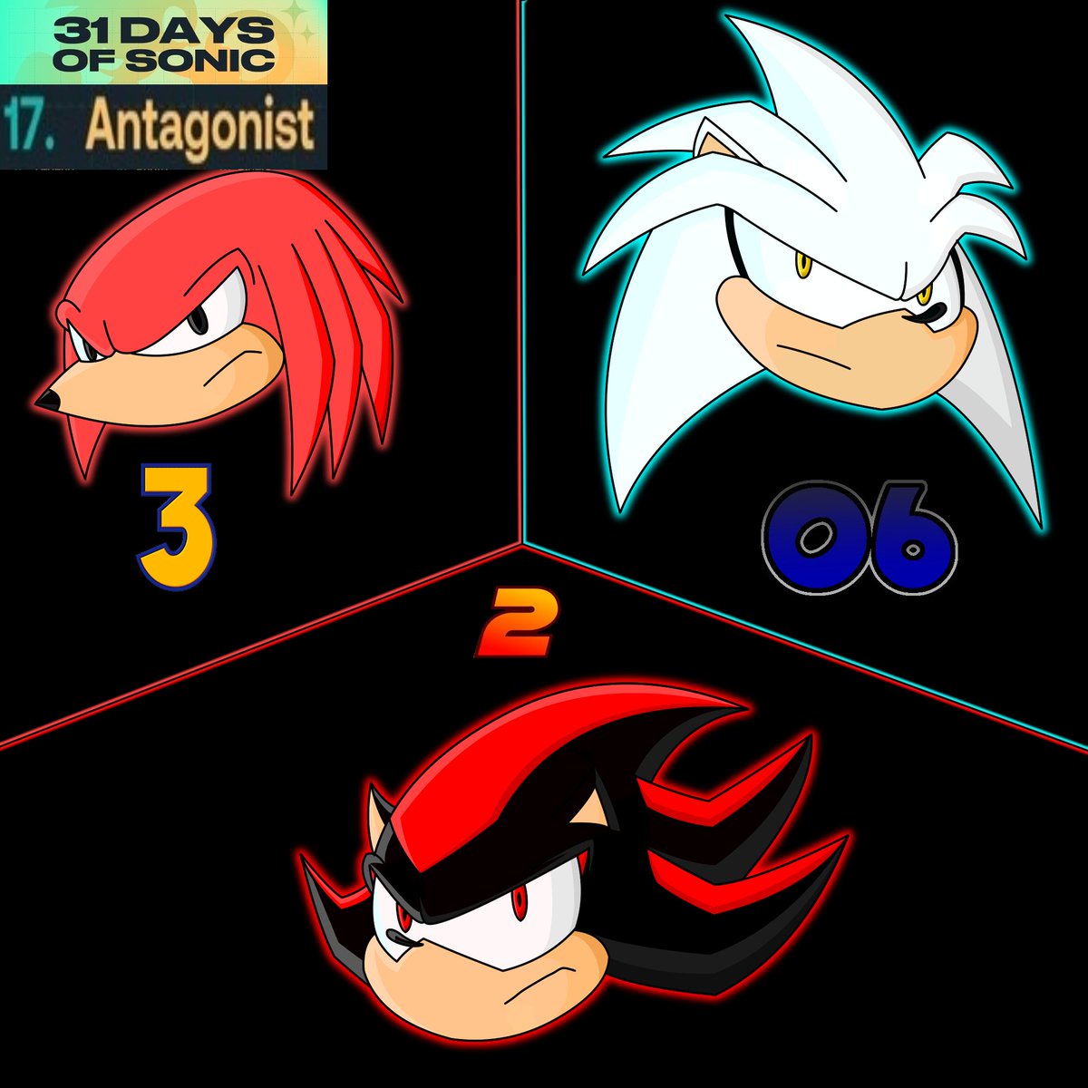 MJ_The_Ultimate's tweet photo. #31DaysSonic | Antagonist | They all hate that hedgehog.(For a relatively short amount of time)
#SonicTheHedgehog #Sonic3 #SonicAdventure2 #Sonic06 #SA2 #SilverTheHedgehog #silver #ShadowTheHedgehog #Shadow #Classicknuckles #KnucklesTheEchidna #fanart #art https://t.co/sNpUhBrShc