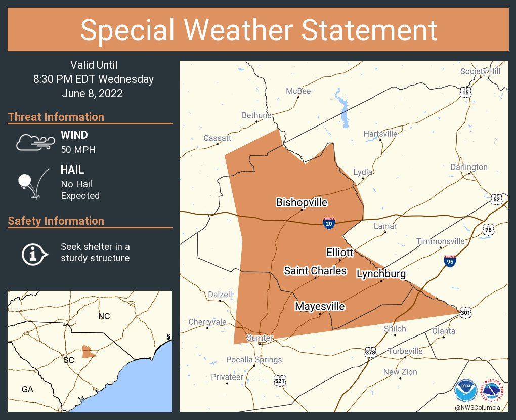 NWS Columbia on Twitter "A special weather statement has been issued