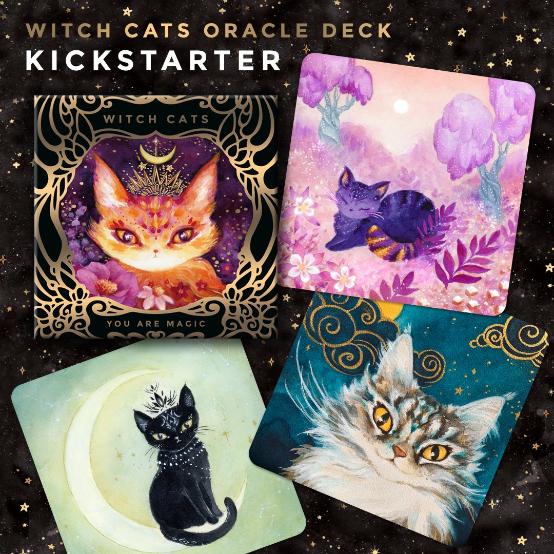 Last hours to get my Witch Cats Oracle Deck on Kickstarter. Lowest price ever and 4 free gifts with each deck during the Kickstarter. Get in on the magic! bit.ly/witchcats