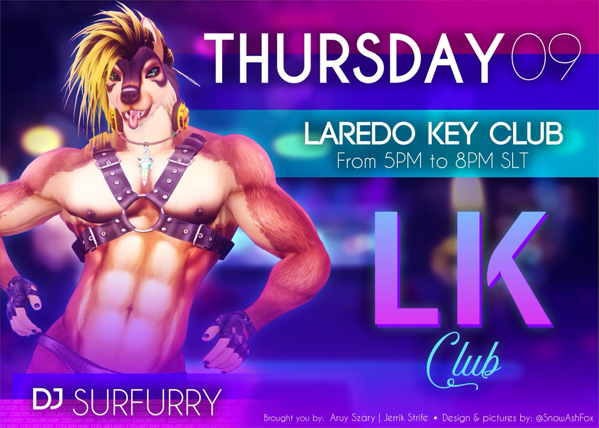 thebigwuff's tweet photo. Come everybody to LK Club! Enjoy a ton of good hits with DJ @Surfurry on June 9th - 5pm to 8pm SLT! Bring your friends and dont miss it.
Taxi >> https://t.co/UTBnPEsj7X
#secondlife | #secondlifefurry | #furry | #party | #furryfandom | #furryclub | #clubsl | #slfurries | #LKClub https://t.co/NmNVlyeMVf