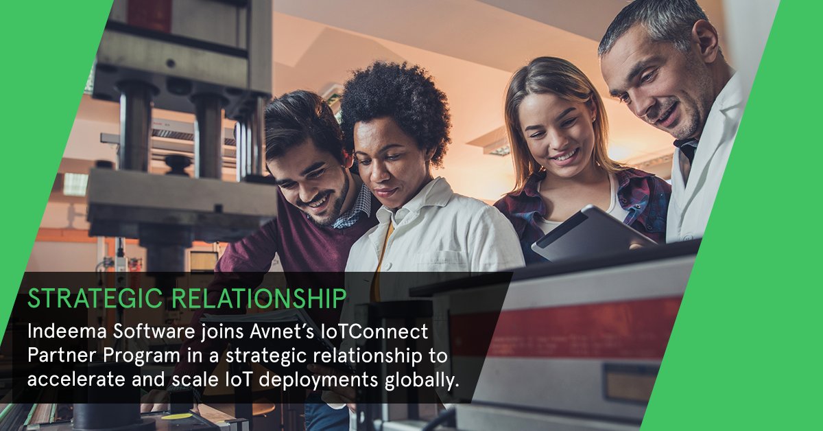 Avnet's tweet photo. We’re thrilled to enter a strategic relationship with @IndeemaSoftware. Together, we will accelerate and scale IoT deployments worldwide. Click the link to learn more: https://t.co/FNHqzyP6gp https://t.co/1QVNDvhw6g