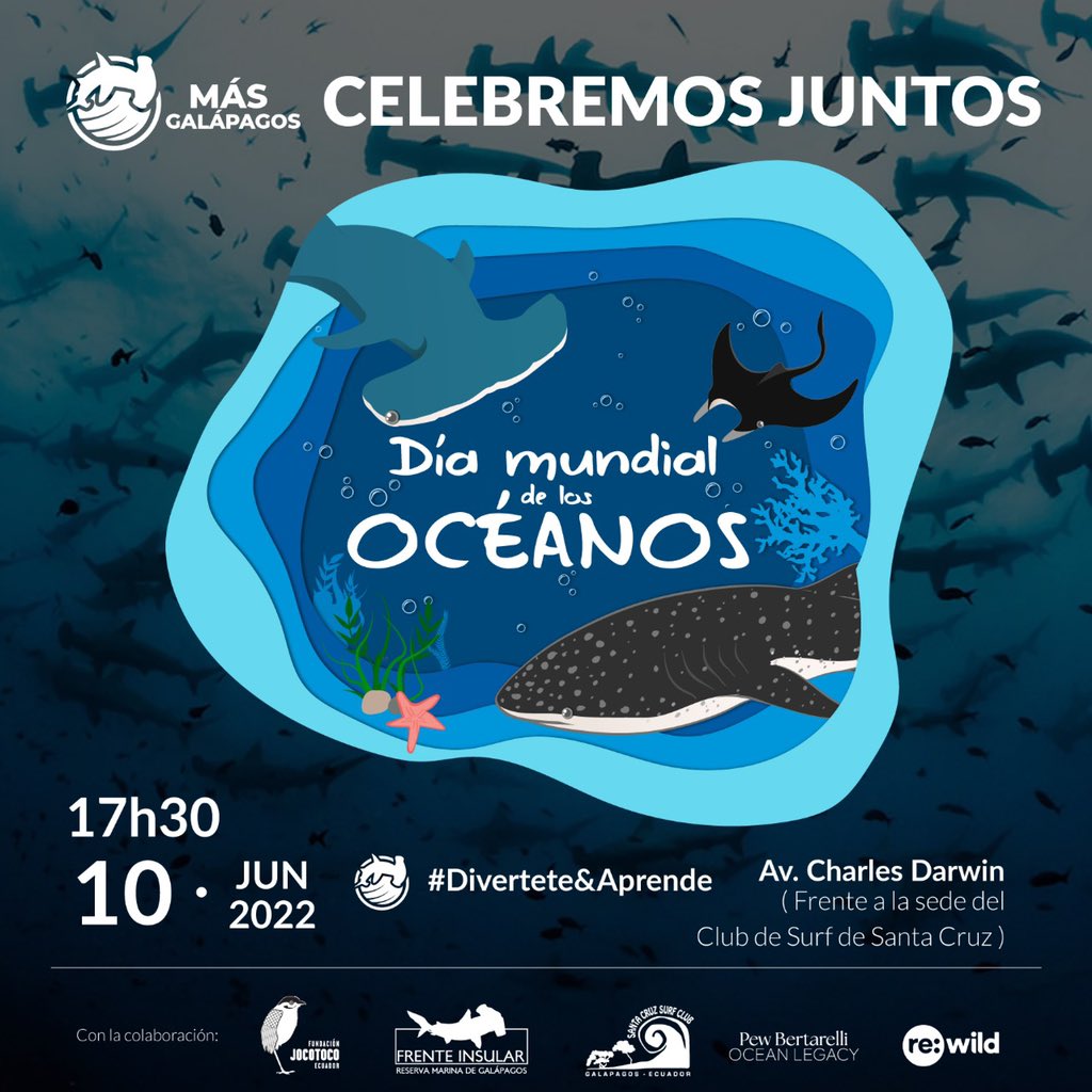 Mas_Galapagos's tweet photo. ¡Celebremos juntos el #DiaMundialDeLosOceanos!

#MasGalapagos te invita este 
viernes 10 de junio a nuestra feria por los mares. 

Nos divertiremos mientras aprendemos sobre el fantástico mundo marino y cómo conservarlo.

Ven y disfruta, habrán sorpresas… y mucho más👇🏼 https://t.co/YABpFWeMa5