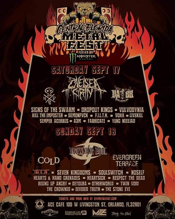 Daily lineups for Central Florida Metal Fest are out!

Buy your tickets now at cflmetalfest.com!
